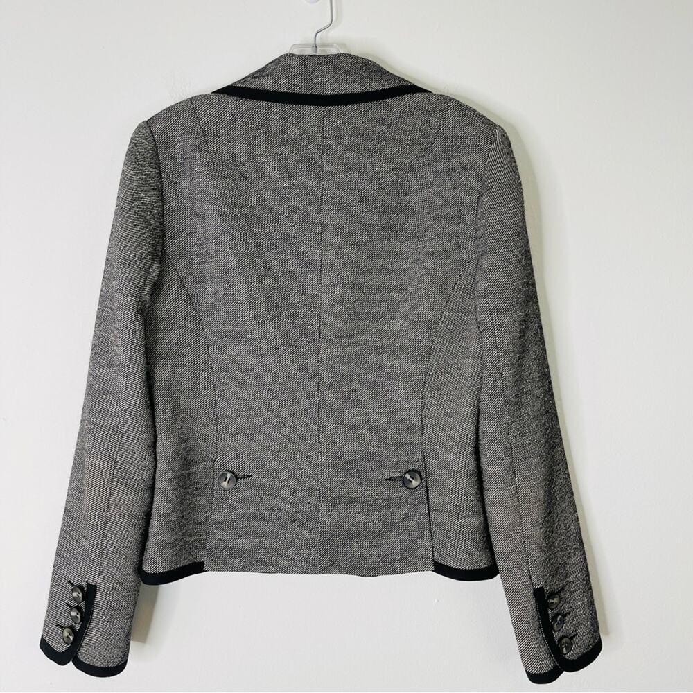Trina Turk black white silk wool button preppy academia office blazer medium - Picture 7 of 8